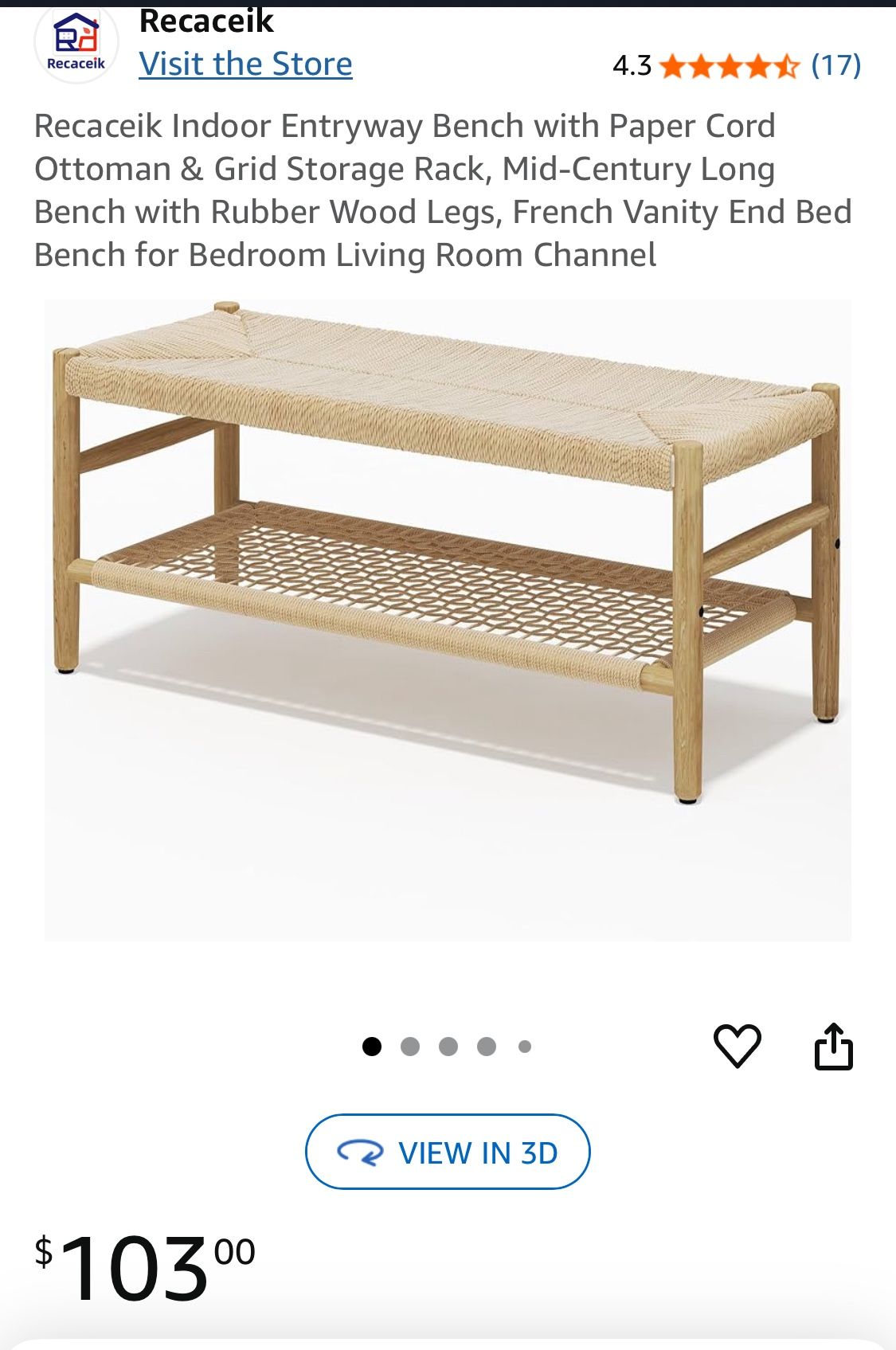 Entryway Bench - New