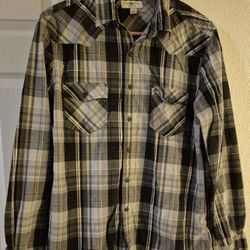 CLUB ROOM Slim Fit Men's Plaid Woven Long-Sleeve Double Pocket Shirt L