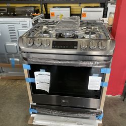 New LG ThinQ 5 Burner Gas Slide In Stove 30” Wide