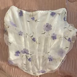 SHEIN Women’s Size Small Purple And White Flowered Corset Top