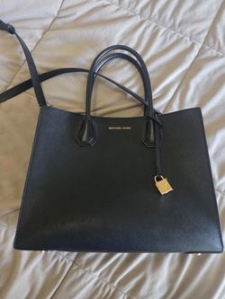 Michael Kors Black Saffiano Tote with Gold Accents