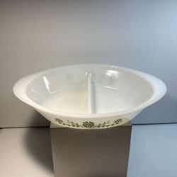 Casserole Glas bake Divided Milk Glass Crazy Daises