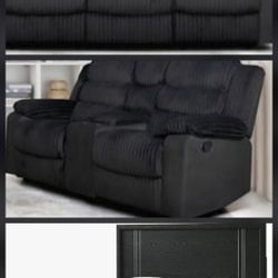 Brand new king size bedframe, reclining sofa and loveseat 