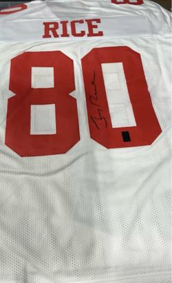 Jerry Rice signed and framed jersey with authenticity cert