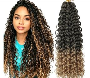 Curly Crochet Hair Deep Wave Braiding Hair T27 18" (Pack of 8) Synthetic