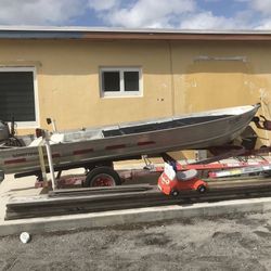 Boat 13 feet, Motor, Trolling Motor, and Trailer