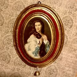 Vintage Reuge Swiss Musicbox  Wall Hanging With Portrait Of Madame Rimsky-Korsakov