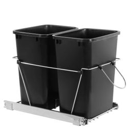 Cabinet Sliding Waste Bin for Kitchen Duo Pull-Out Recycle Cans Easy Access no show trash container