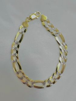 New Figaro Stirring Silver 925 Gold Plated Bracelet.