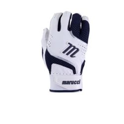 Marucci New Batting Gloves Small Adult Color: White/Navy Blue