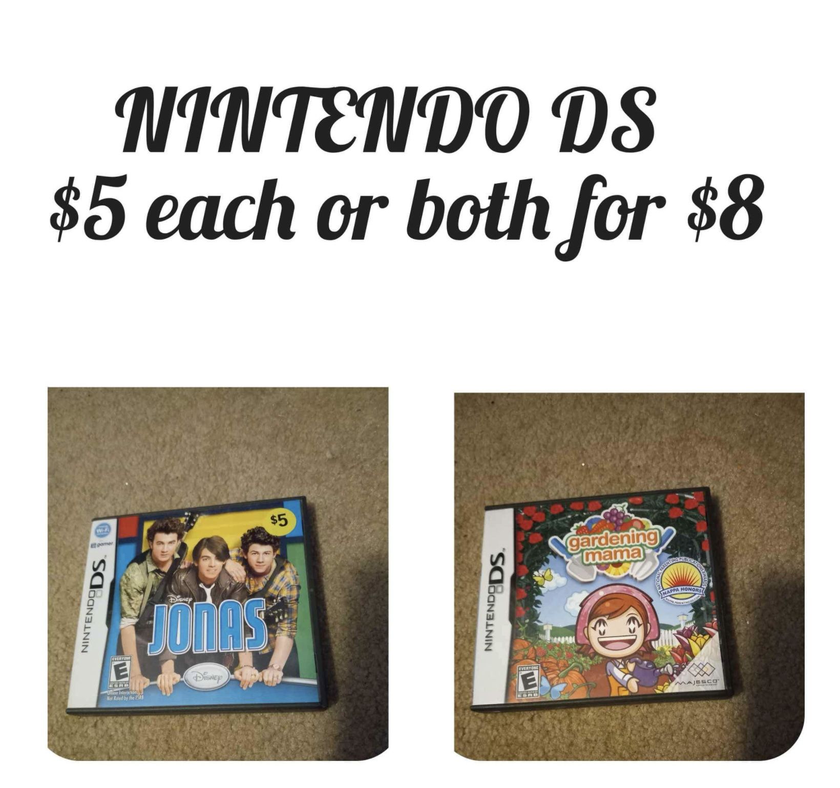 Nintendo DS Games JONAS & Gardening Mama