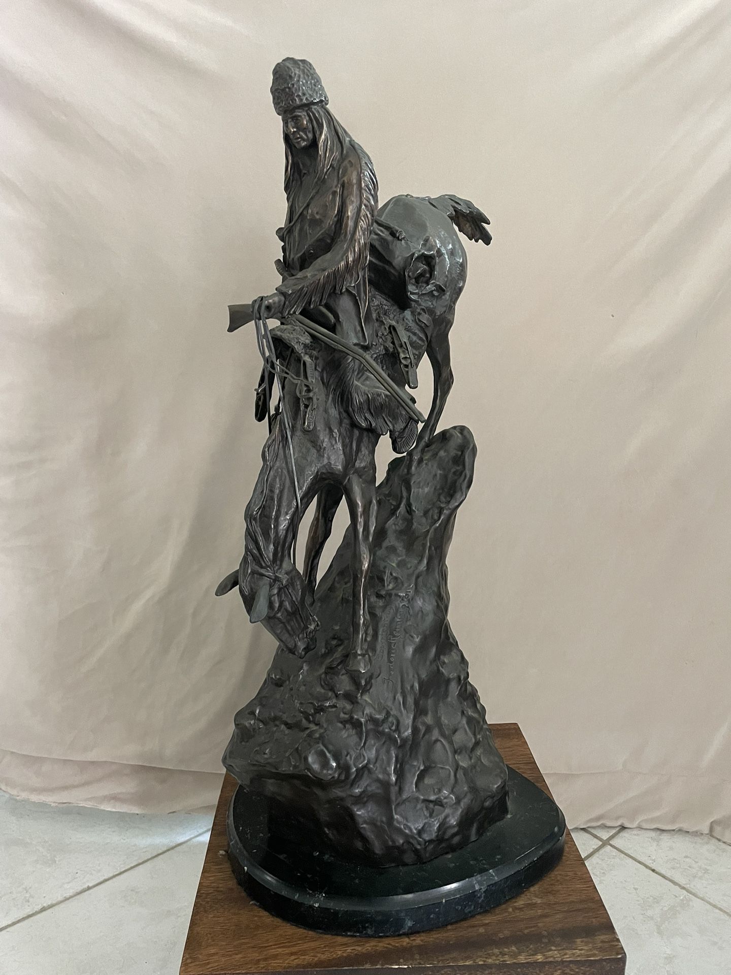 Mountain Man Bronze Statue Signed By Frederic Remington