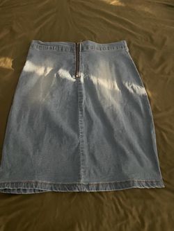 Light Blue Distressed Denim Skirt Medium