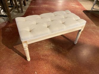 AOSOM Button Tufted Off White Bench and Carved Legs