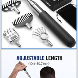 Gelibo Telescoping Back Scratcher with 5Pcs Detachable Heads,Fathers Day Dad Gifts from Wife Daughter Son,Mens Gifts,Husband, Extendable Back Massager