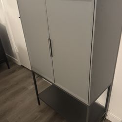 Grey Metal Storage Cabinet With Shelves
