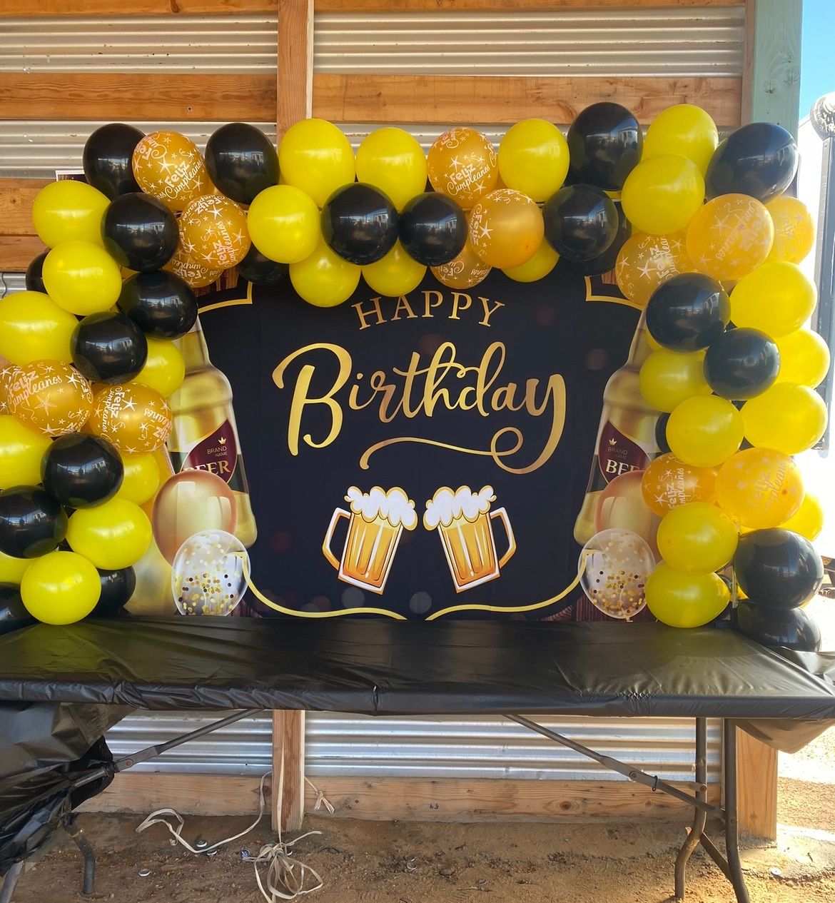 Cheers and Beers Happy Birthday Backdrop 7x5ft Rustic Wooden Board Photography Background