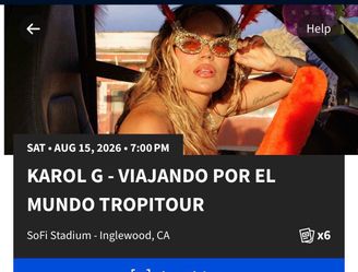2 Karol g tickets!! SATURDAY/LA