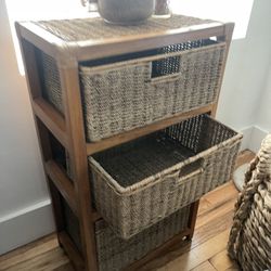 3 Drawer Wicker/ Wood Storage Cubby