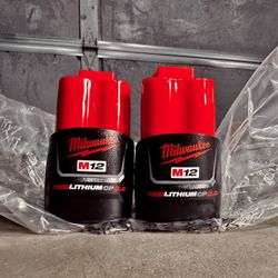 Two (2) Milwaukee M12 2.0 Batteries