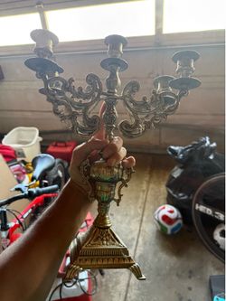 🕯️ Vintage Ornate Brass 5-Lite Candelabra – Gothic / Baroque Style Candle Holder