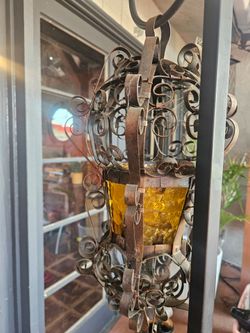 Vintage Spanish Ornate Hanging Lamp Light - Wrought Iron