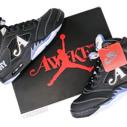 
🖤💙 Nike Air Jordan 5 Retro x Awake NY “Black Racer Blue” – Size 9.5 👟🔥