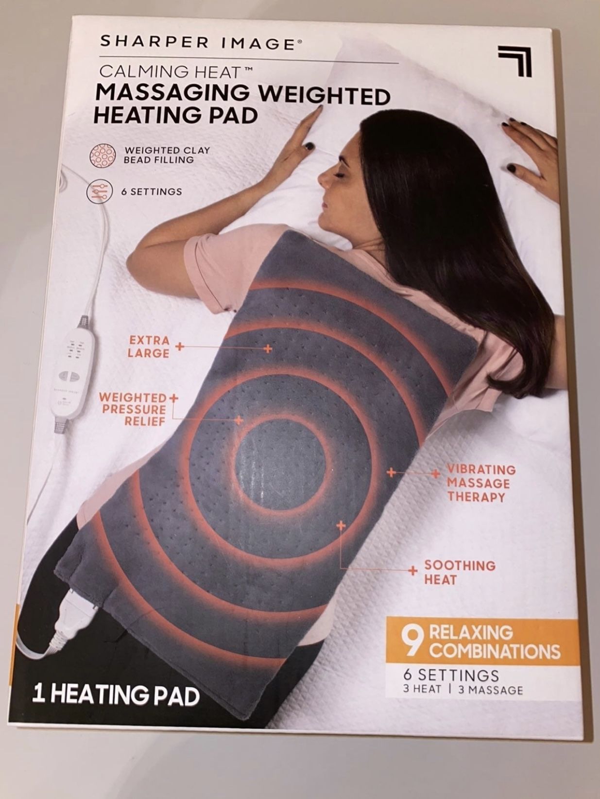 Sharper Image Calming Heat Massaging Weighted Heating Pad