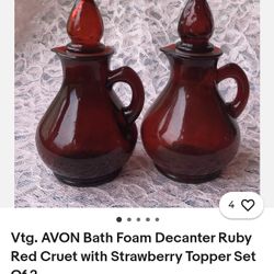 Vintage Avon Red Glass Bottles 