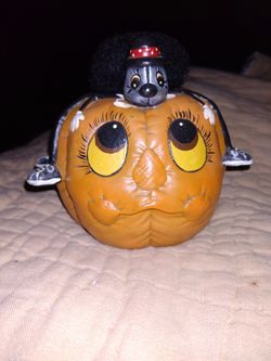 Vintage Jack 'o Lantern With Spider On His Head 1986