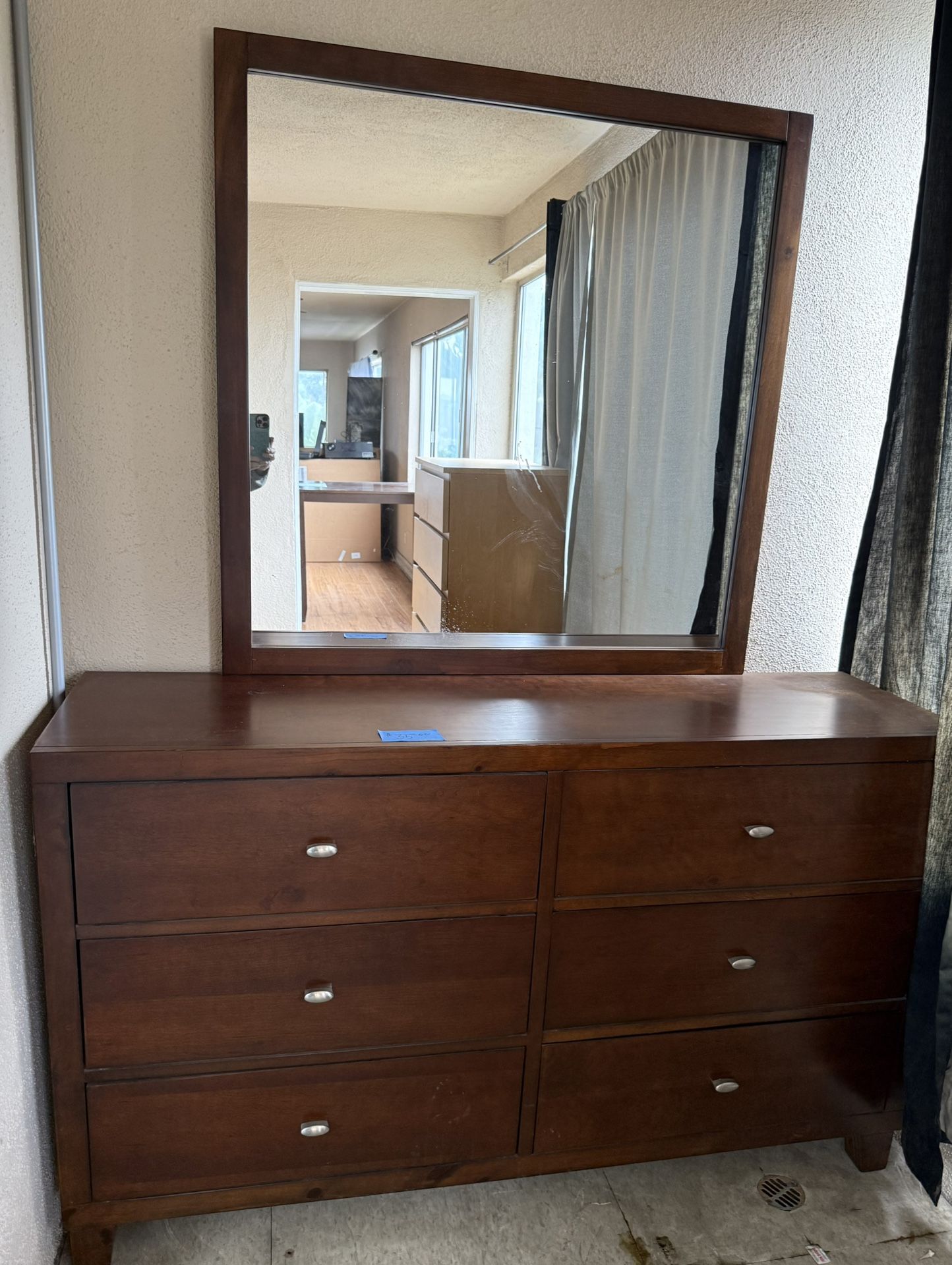 Six Drawer Dresser With Mirror