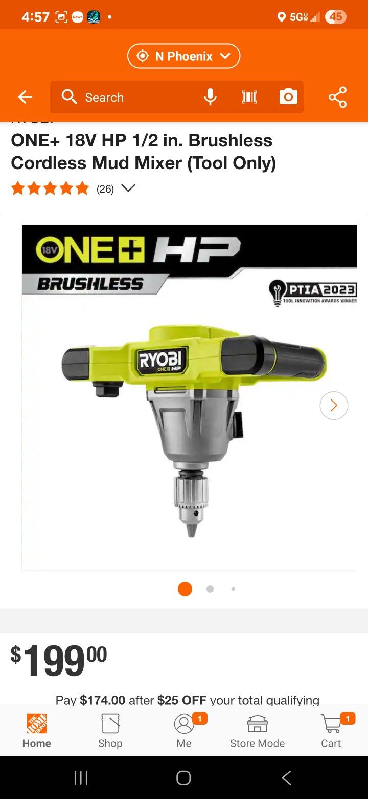 18V ONE+ HP Brushless 1/2 in. Mud Mixer. ONE+ HP