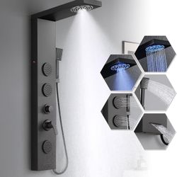 Matte Black Shower Panel for Bathroom - 5 In 1 Full Body Shower