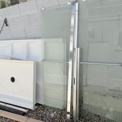 Standing Shower Pan Side Walls And Sliding Door Frame
