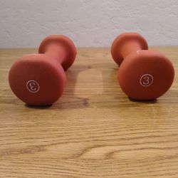 Two Pink 3 Pounds Dumbbells 