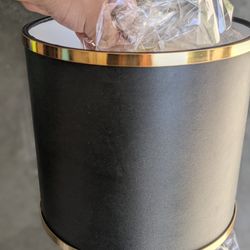 2 Faux Leather Builder Grade Gold Rim Hanging Pendent Lights 