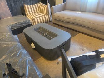 Brand new 48" fluted concrete fire pit with matching propane tank enclosure