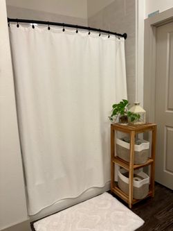 Hearth & Hand Cotton Shower Curtain with Black Hooks