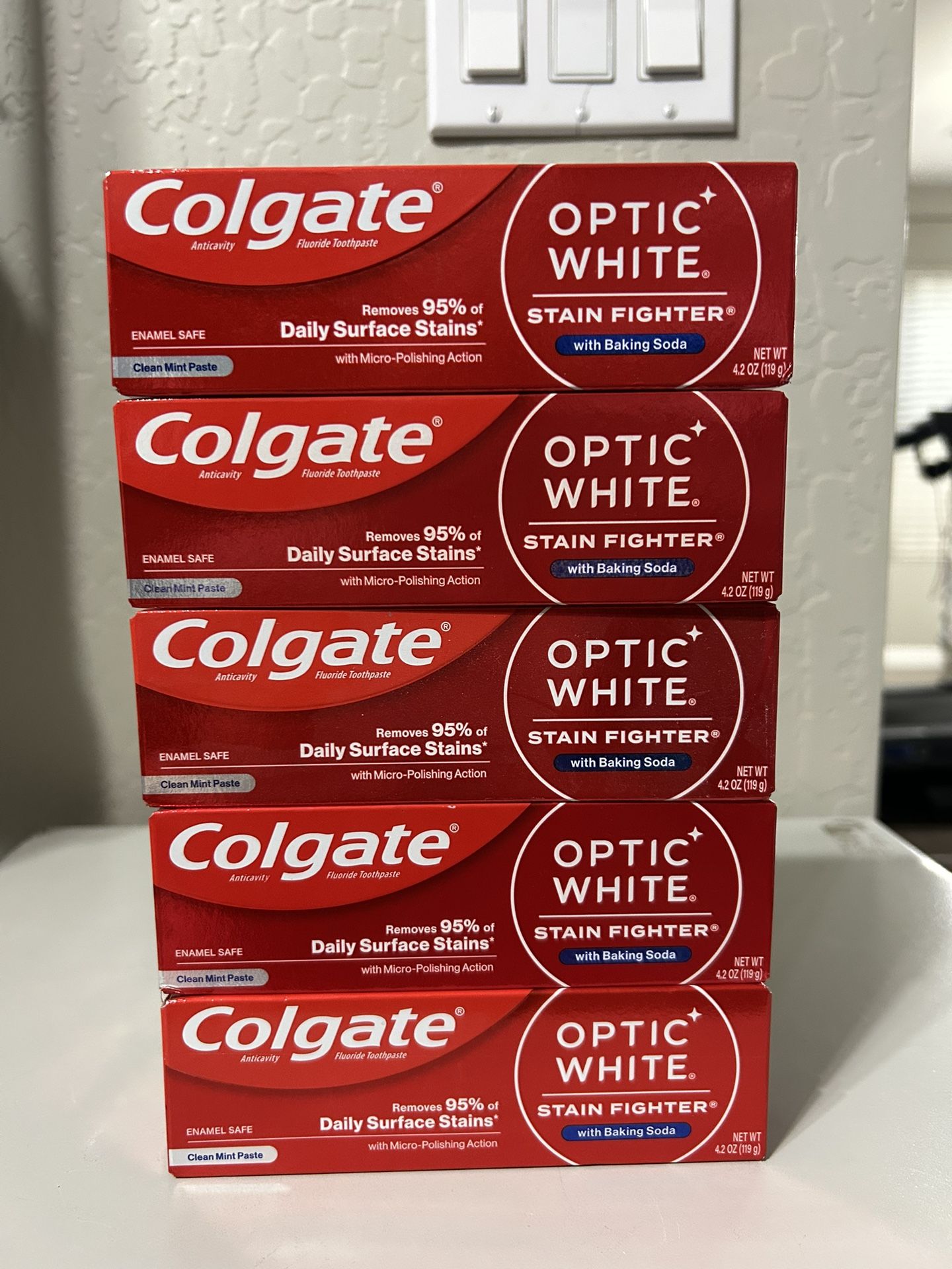 OPTIC WHITE TOOTHPASTE WITH BAKING SODA CLEAN MINT 4.2 OZ $2.50 EACH