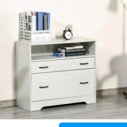 💥🍎🍎P326#11 $80 Vinsetto Lateral File Cabinet with Shelf, Office Storage Cabinet with 2 Drawers, Fits Letter Sized Papers, Gray