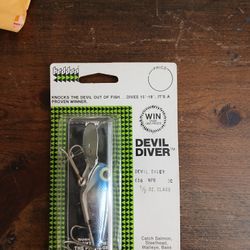 Nos Vintage Heddon Devil Diver 1/2 Class Silver/Blue Top