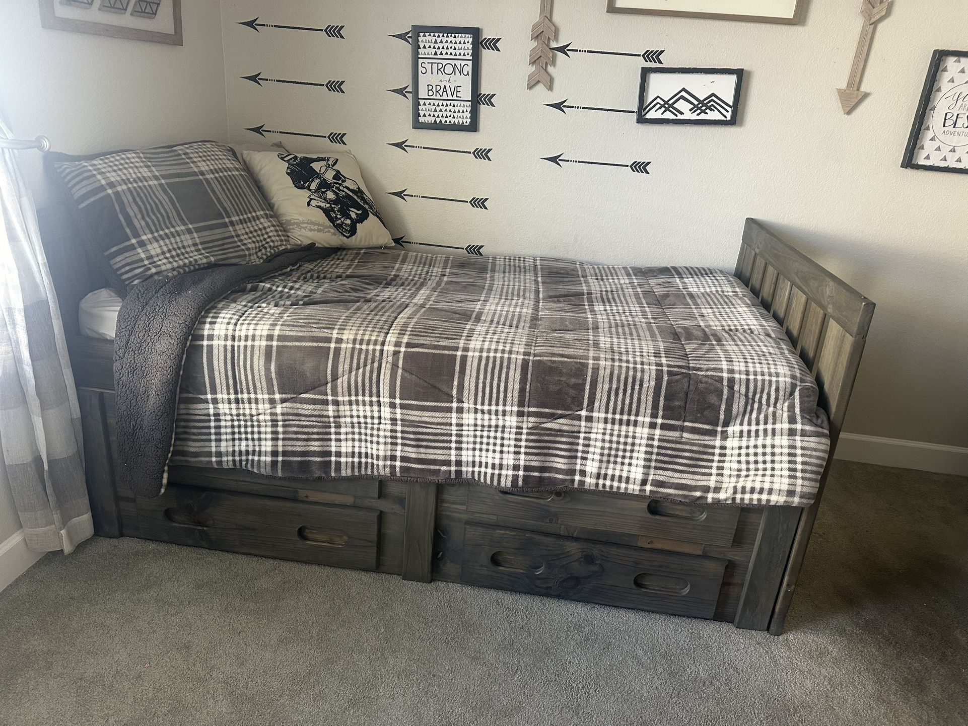 Wood Twin Bed Frame With Drawers