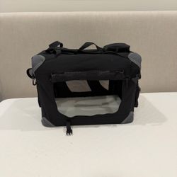 3-Door Foldable Soft Dog Crate with Bed & Carrying Bag