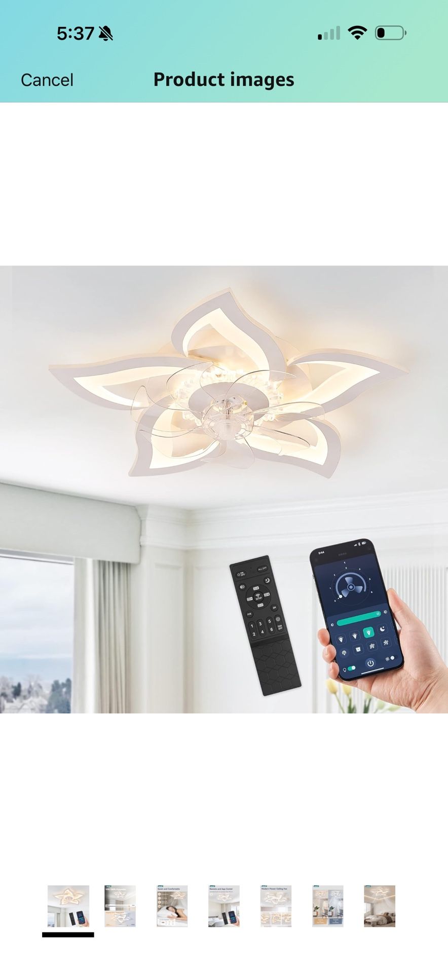 LEDIARY Flower Ceiling Fans with Lights, Small 27 Inch Modern Low Profile Ceiling Fan, Dimmable LED Ceiling Light Fixture, Flush Mount Ceiling Fans wi