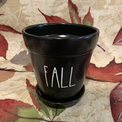 Rae Dunn FALL Ceramic Black Small Plant Pot LL