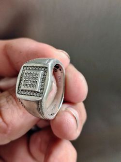 CZ diamond mens Silver ring