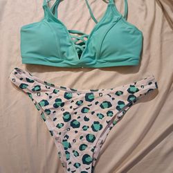 Teal Leopard print bikini