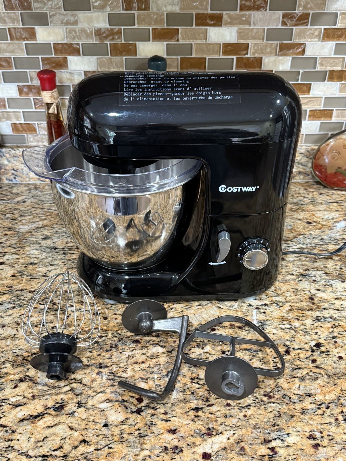 Costway Electric Food Stand Mixer 6 Speed 4.3 Qt Tilt-Head Stainless Steel Black