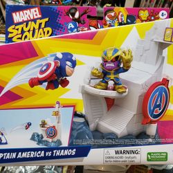 Marvel Stunt Squad Captain America vs Thanos Tower Smash Playset F7059, New
