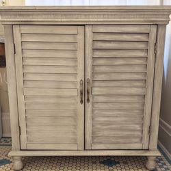 Gray Wash Wood Storage Cabinet